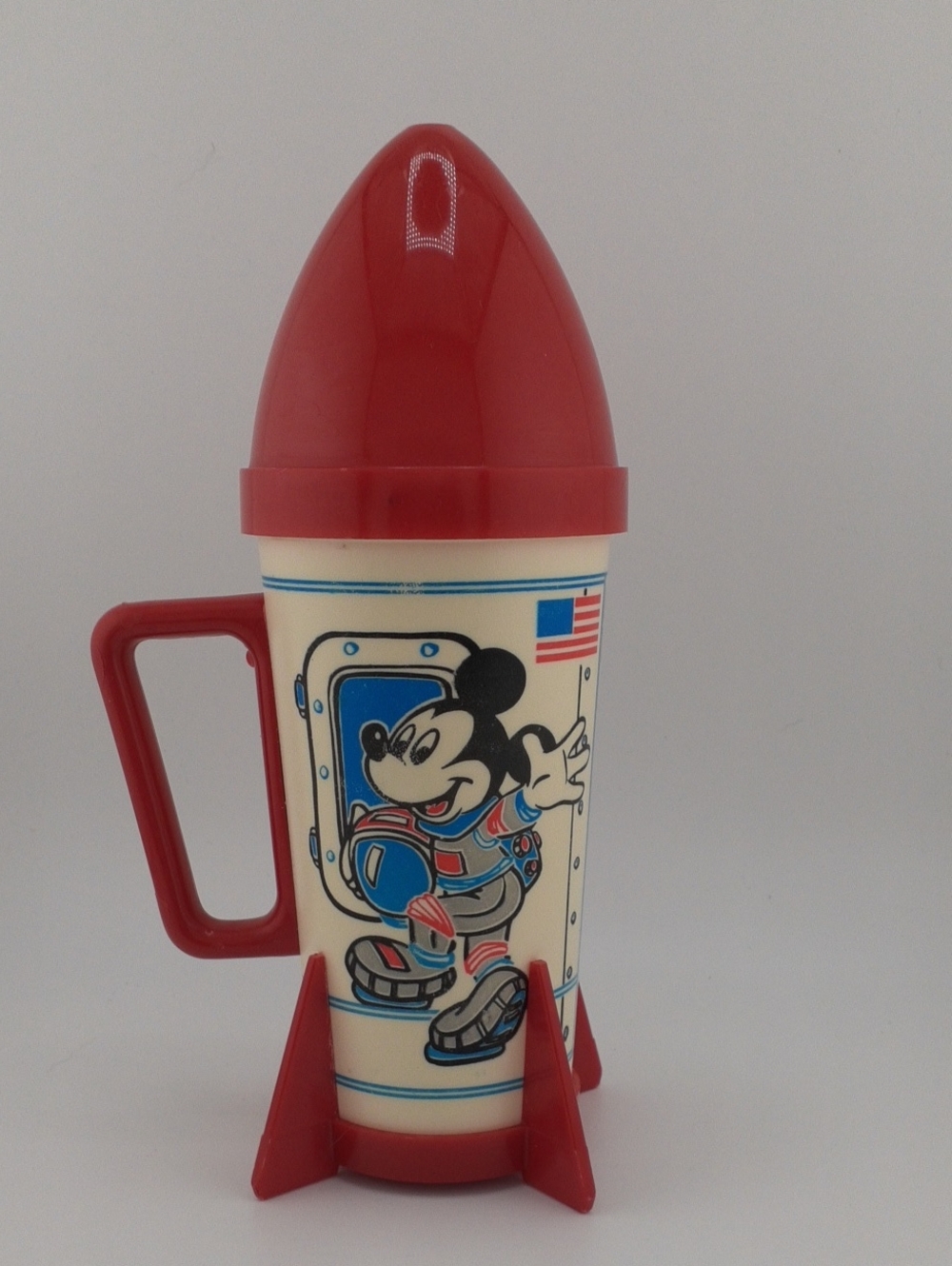 Vintage Walt Disney Company Mickey Mouse Astronaut Rocket Cup Red